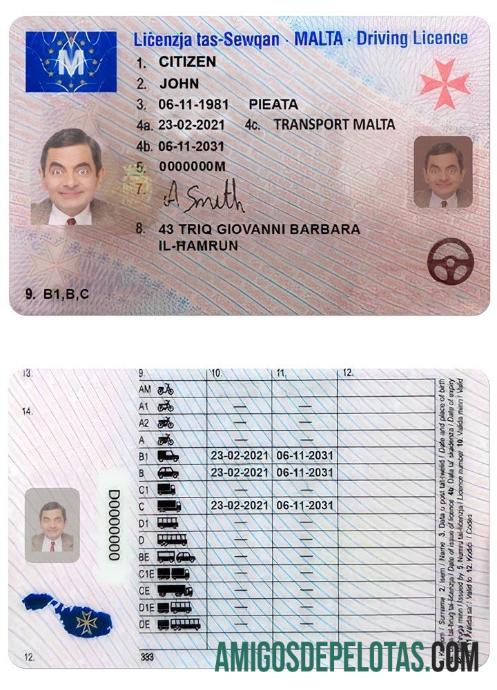 Carta de condução de Malta baixar para verificação